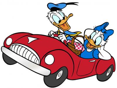 Donald Daisy and Duck car Background Wallpaper