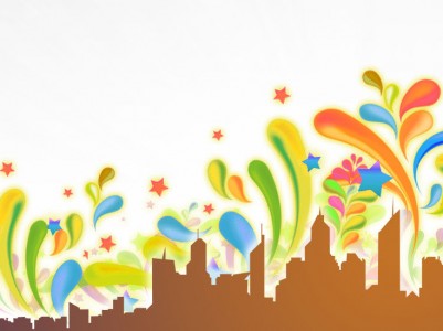 City colorful power point template Background Wallpaper