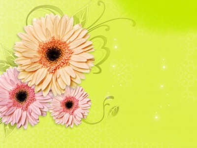 Green Flowers Design Background Wallpaper