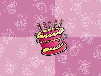 Pink background with Birthday cakes Background Wallpaper