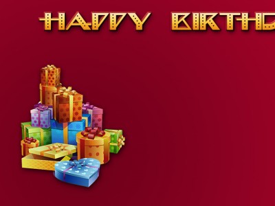 Red Background with Happy Birthday Gifts Background Wallpaper