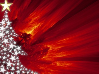Red Christmas Tree Background Wallpaper