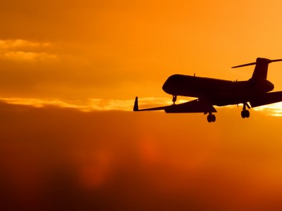 Sunset with Aircraft Background Wallpaper