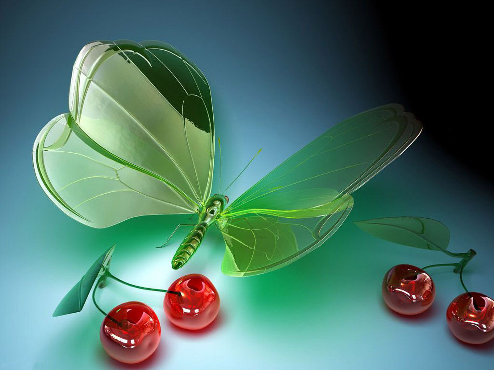 3D Glass Butterflies with Apple backgrounds