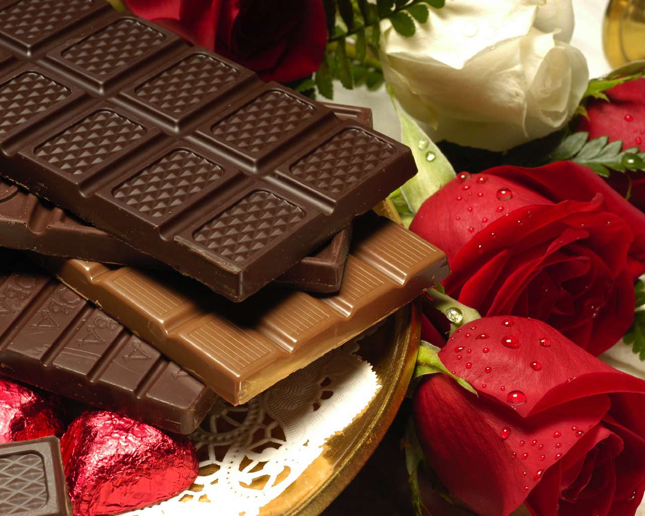 Chocolate with Red Rose backgrounds