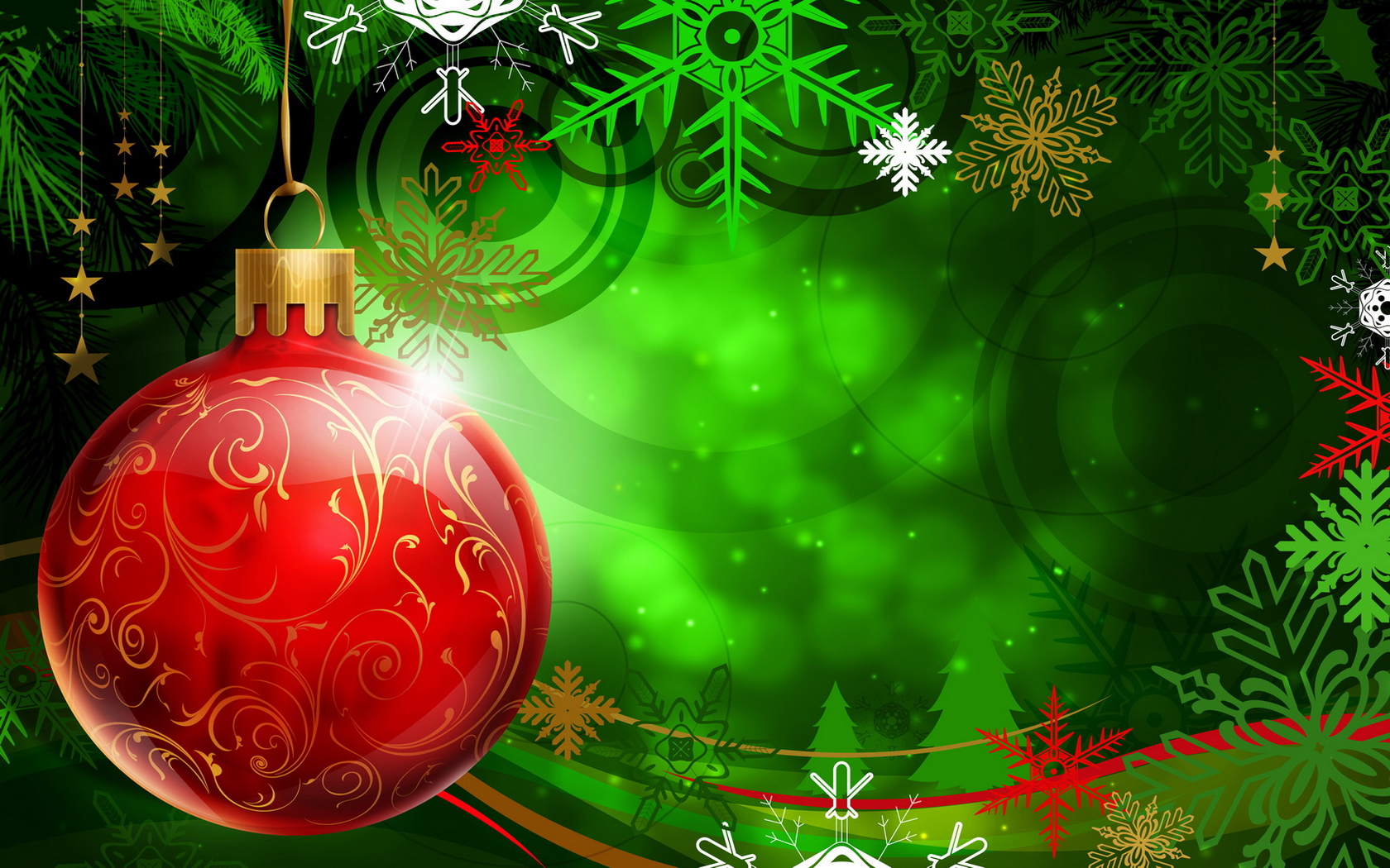 Green Christmas with Red Ball backgrounds