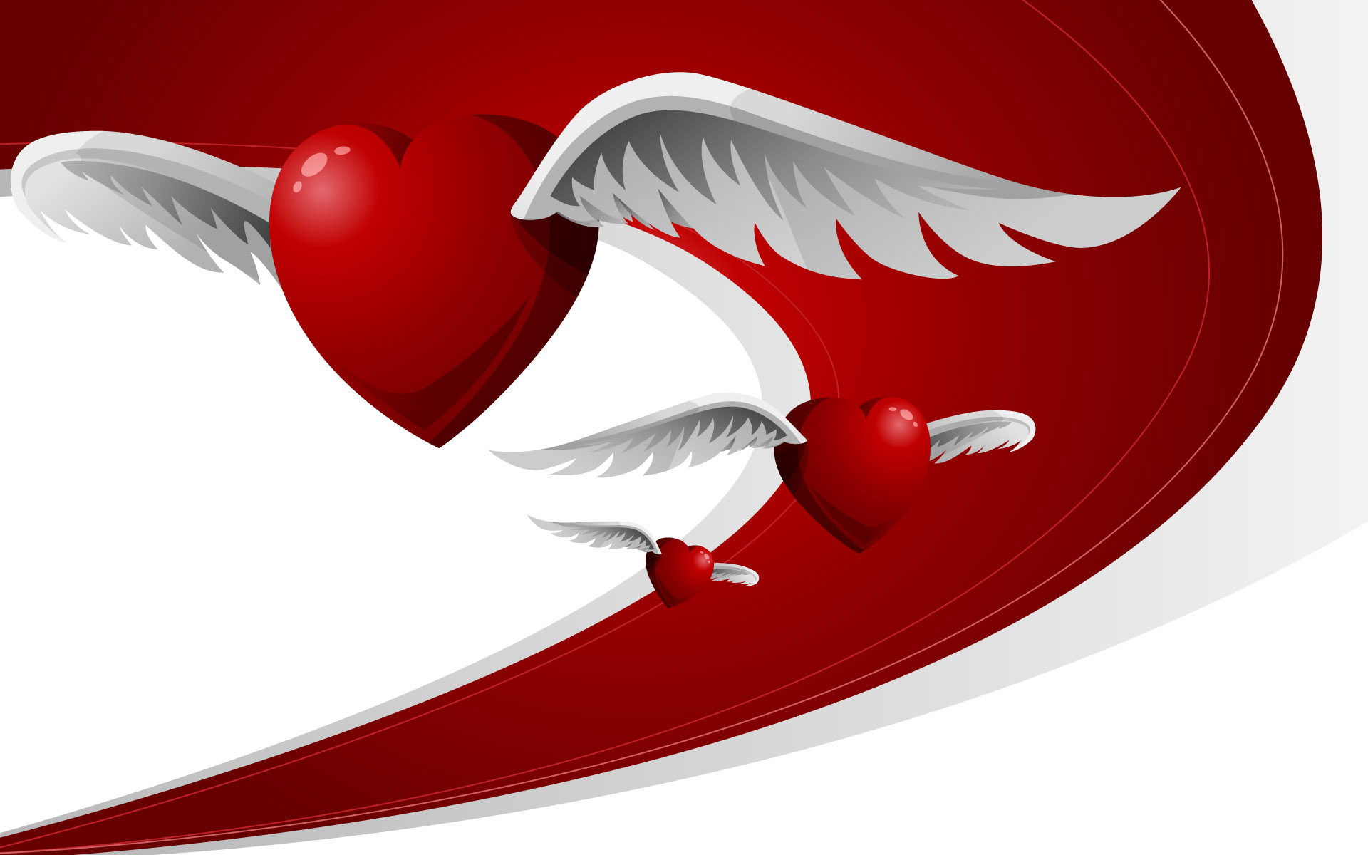 Hearts with wings backgrounds