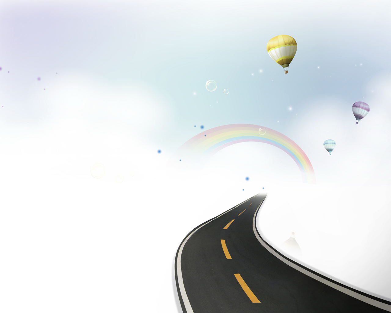 Sky Road with Flying Balloons backgrounds